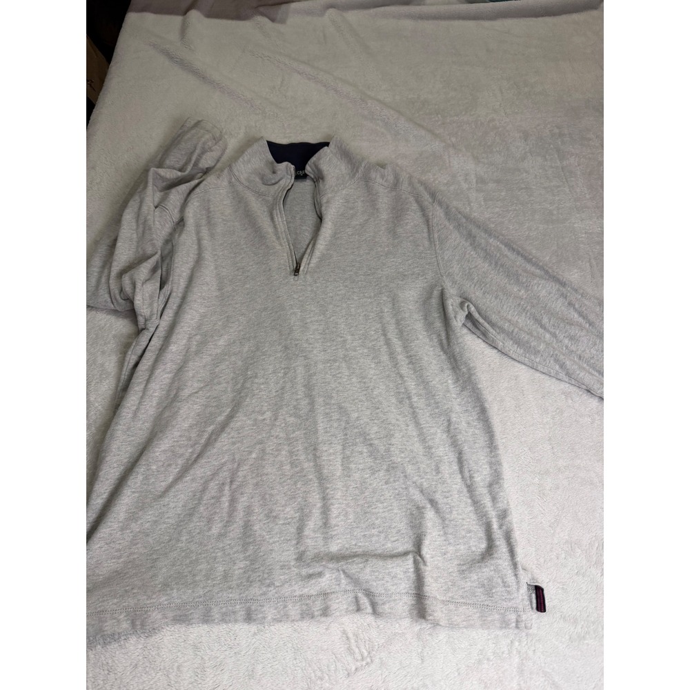 J.Crew Mens Medium Gray 100% Cotton Quarter Zip Pullover Sweater Heathered Navy